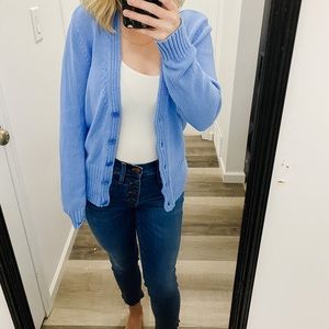 Talbots Vintage Light Blue Cardigan (100% Cotton)